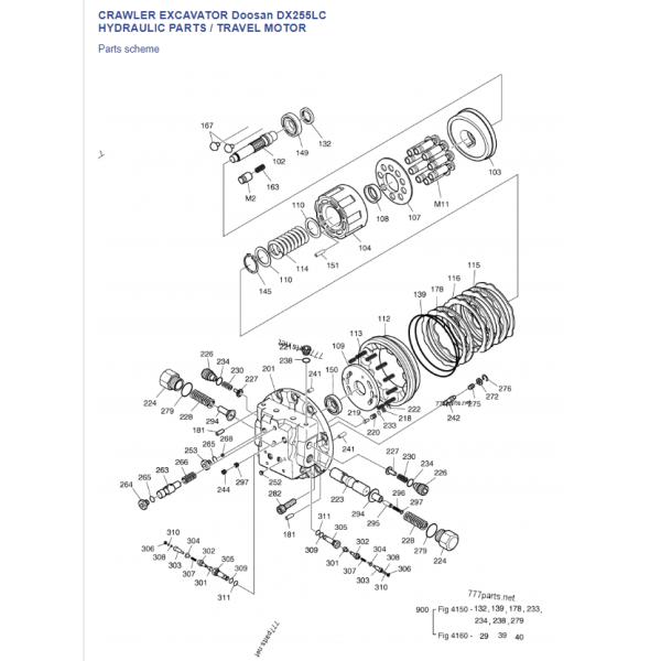 DX255LC Excavator Travelling Motors K1011413A Travel Motor Hydraulic For Doosan