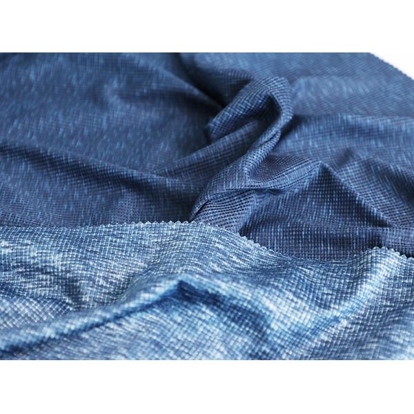 Blue Cationic Polyester Single Jersey Fabric Spandex Waffle Knit