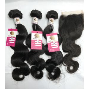 Healthy 100% Brazilian Virgin Hair 4x4 Closure With 3 Bundles CE BV