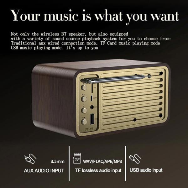 Wooden Retro Classic Wireless Portable Speaker BT5.0 Super Bass Subwoofer