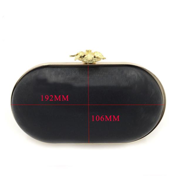 Women fashion handbag accessories wholesale metal clutch oval box purse frame with gold