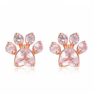 Adorable Look Children's Animal Footprints Stud Earrings In 925 Sterling Silver