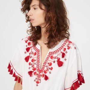 Embroidery Tassel Boho Cotton Dress Women
