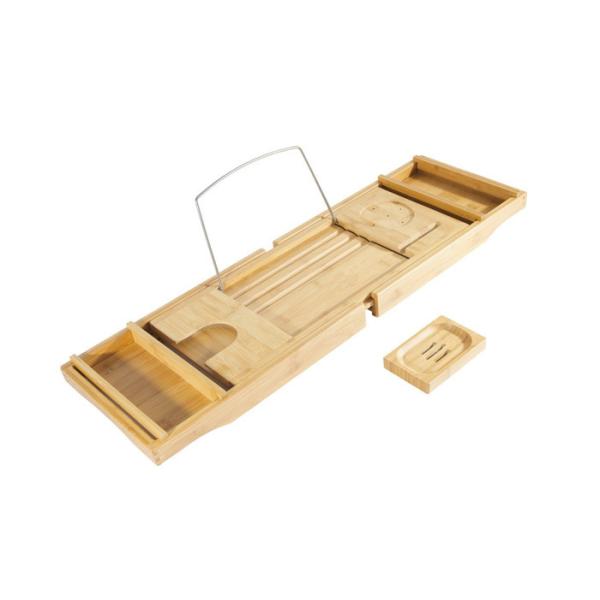 Bamboo Bathroom suppliers Bathtub Caddy with Extending Sides and Adjustable
