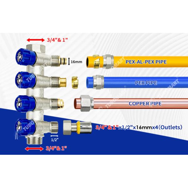 2 - 12 Outlets Brass Pex Manifold Pex manifold systems For Home Improvement