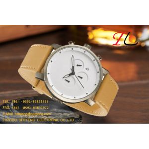 A simple and fashion style sprots watches men watches with PU leather band.