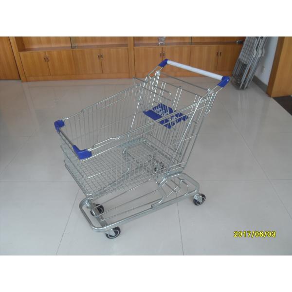 Buy 100L Low Tray Supermarket European Steel Shopping Trolley With anti UV plastic parts at wholesale prices