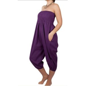 Purple Summer Women Jumpsuits And Rompers , Eco-Friendly Trousers