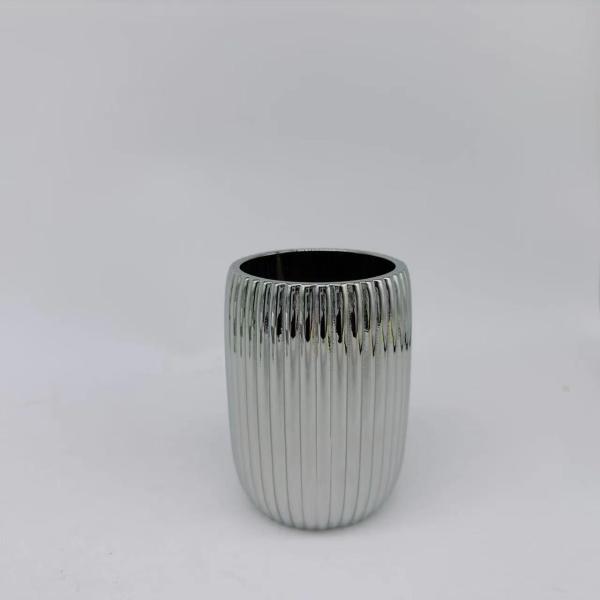 Chrome glass bathroom accessories round shape with vertical stripe soap dish holder hand wash dispenser bath soap dispenser