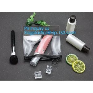 Quality reusable premium quality slider zipper cosmetic toothbrush pvc bags, Custom logo pvc frosted vinyl slider zipper bag for sale