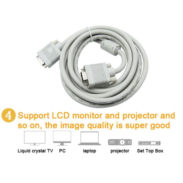 Projector LCD D-sub 15 Pin VGA Cable , PVC Insulated Coaxial Audio Cable
