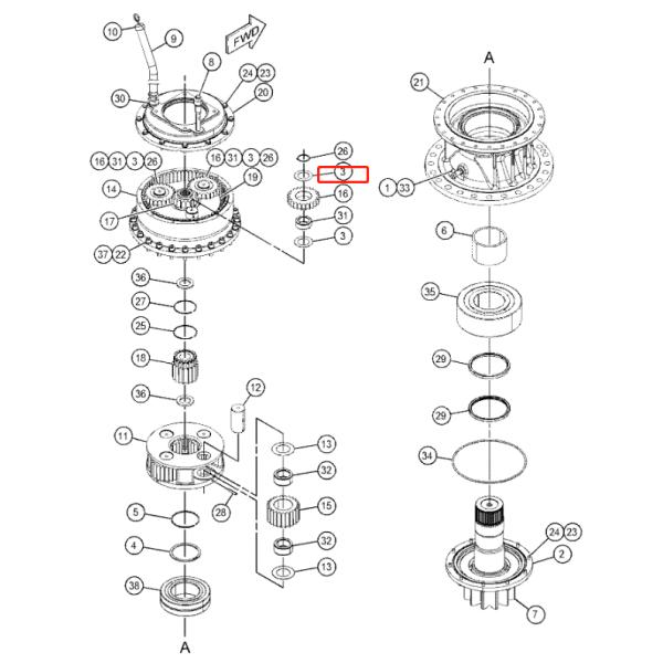E320C E320D 094-1528 Planetary Gear Parts Travel Gearbox 1st Carrier Washer