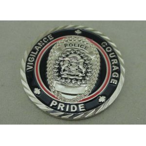 Quality 3D Rope Edge Antique Metal Coin Hard Enamel Silver Policeman Coin Souvenir Challenge Die Casting Coin for sale