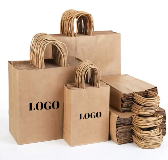 Paper Shopping Bags Square Foldable Reusable And Custom Logo Shopping Bags