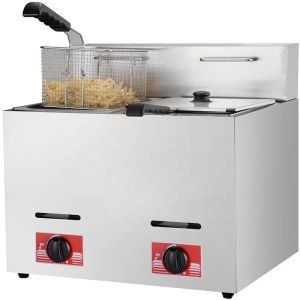 Gas Powered 6L 6L Commercial Stainless Steel 2 Tanks Lpg Deep Fryer for Quick