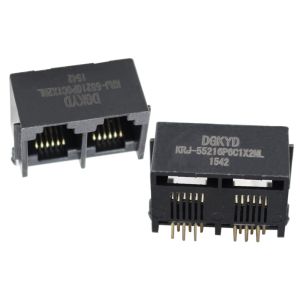 2 Port RJ11 JACK without Transformer , PBT Black RJ11 Connector