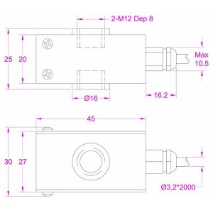 Tension and compression load cell 500lbs Transducer techniques mlp-500