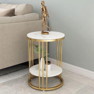 Elegant Round Stainless Steel Marble Sofa Side Table By SEDIA