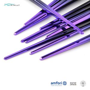 Gradient Plastic Handle Synthetic Hair Makeup Brush With Aluminum Ferrules