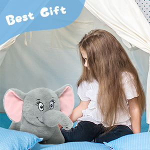 Cute Elephant Stuffed Animal Dog Toy 10-Inch Gray Elephant Plush Removable Tail Nose Creative Birthday Unisex Parties