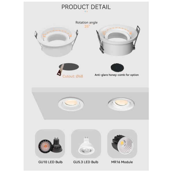 Eco Friendly MR16 Downlight Housing Deep Curve Down Light Housing