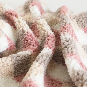 Plaid Printed Sherpa Fleece Fabric 300gsm For Upholstery Hometextile Handbag