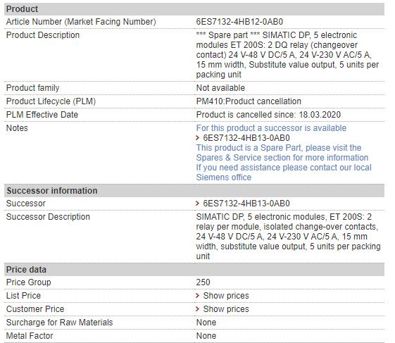 6ES7132-4HB12-0AB0 6ES7 132-4HB12-0AB0 Siemens Relay Output Module