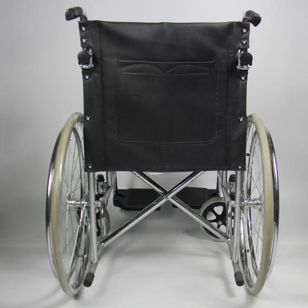 Powder Coating Folding Steel Wheelchair Flip Back PU Seat and Armrest