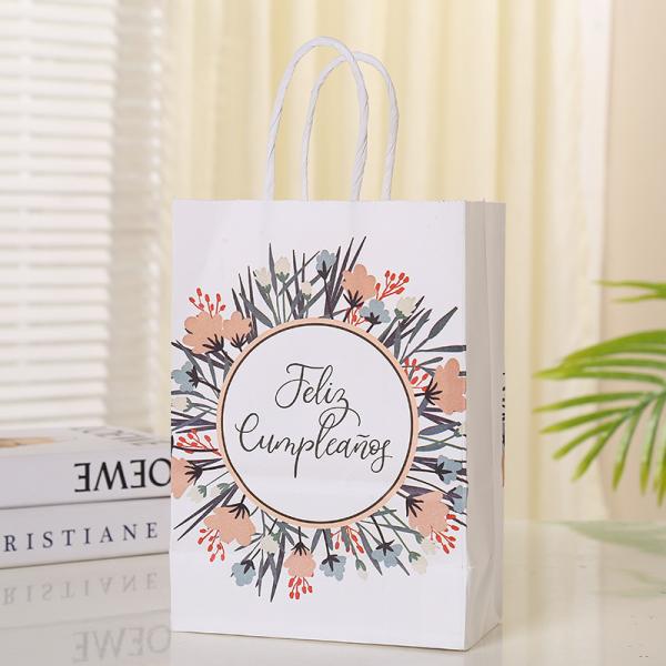 Personality Doodle Design Brown Kraft Paper Easter Goody Bag for Food Snacks Packaging