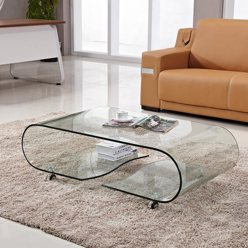 Hotel Luxury Living Room Dining Room Furniture New Design Modern Table Glass Factory High Quality Curved Bent Glass Coffee Table