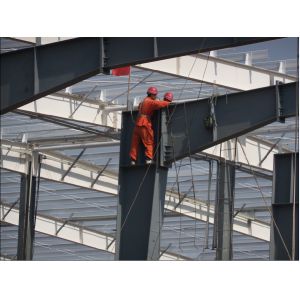 China Waterproof 80*60*8M Prefab Steel Warehouse With PVC Window on sale