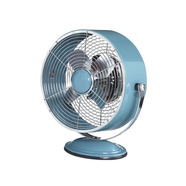 Buy 30W 9 Inch Retro Desk Fan Adjustable Head 1.6meters Blue Silent Copper Motor at wholesale prices