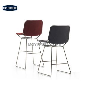 Sling Saddle-Leather Bar Stool (Stainless Steel Frame)
