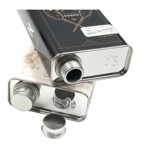 Rectangular Stainless Steel Vodka Can Wine Bottle Alcohol Container Spirits