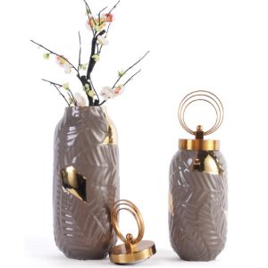 Quality Model Room Coffee Brown 140X420 Ceramic Porcelain Vase for sale