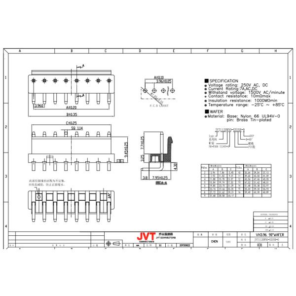Pitch 2.0mm , 2-16PIN , PCB Connectors Wire to Board , Dip Type Tin-plated