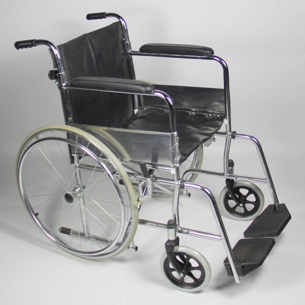 Powder Coating Folding Steel Wheelchair Flip Back PU Seat and Armrest