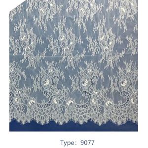 Nylon Mesh Eyelet White Chantilly Eyelash Lace Fabric For Bridal