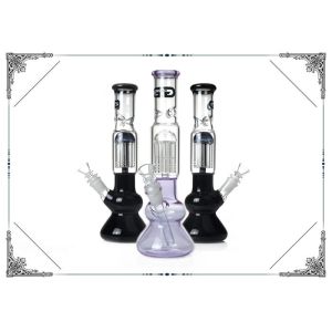 10 Inches Double Round Base Glass Bong 4 Arms Tree Perc Hookah Smoking Pipes