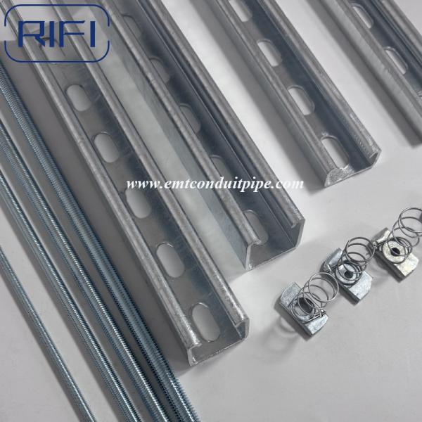 Buy HDG / Pre-galvanzied 41X41mm，41x21mm Slotted / Plain Unistrut Channel at wholesale prices