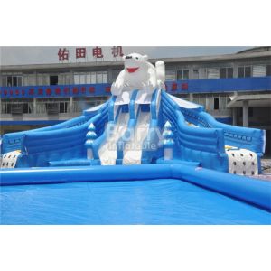Outdoor Bear Giant Inflatable Water Park With EN14960 0.55mm PVC Tarpaulin