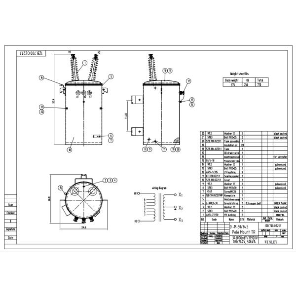 50kva Single Phase Pole Mount Distribution Transformer Oil Immersed 34500GrdY/19920 To 120/240V