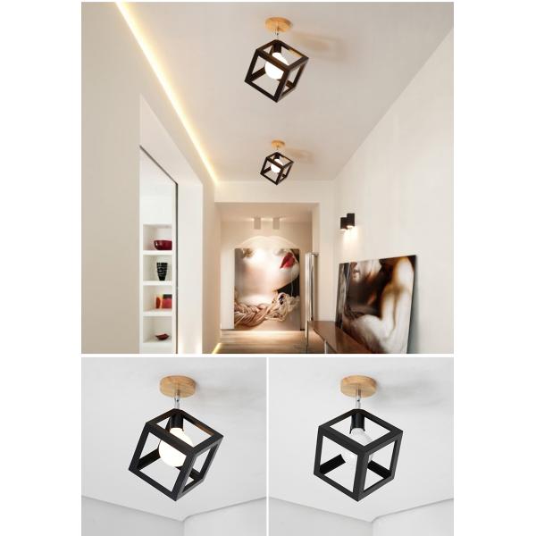 E27 Led Ceiling Light Industrial Nordic Modern Ceiling Lamp for Living Room Bedroom Decor Wood Cube Earth Lamp(WH-WA-58)