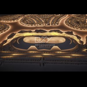 Quality 1:800 White Architectural Concept Model with Warm Lighting for sale