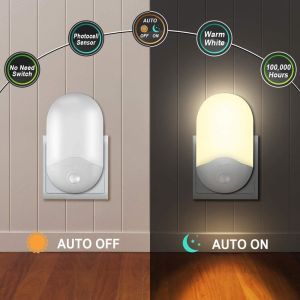 15lm*2 100000h Plug In Motion Sensor Light With Dusk To Dawn Photocell Sensor