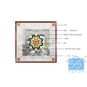 Float Clear Beveled Glass Window Panels , Brass Yellow Diamond Door Glass Panels
