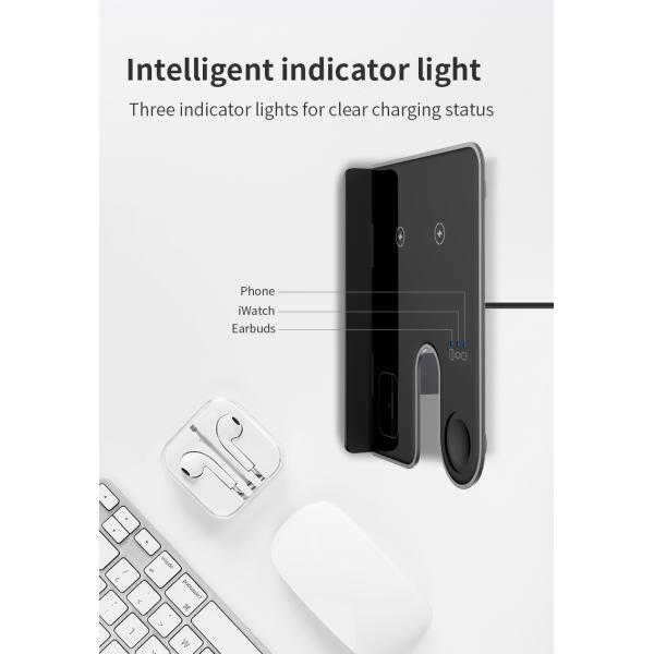 Aluminum Alloy Black Holder Wireless Charger Bracket Fast Charger For Phone/Earphone/Iwatch