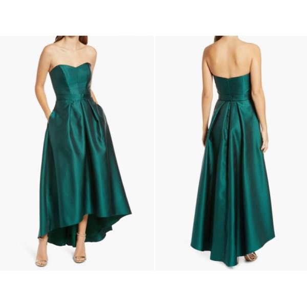 Gorgeous Factory Custom-made Size High/Low Burgundy Satin Ball Gown Evening Dress Strapless Sweetheart Neck