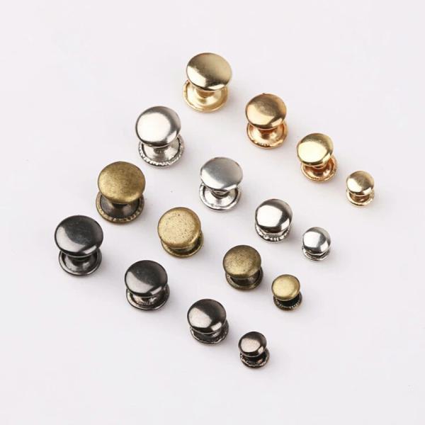 7mm silver/gold/brass high quality Metal Leather Belt double snap cap rivet