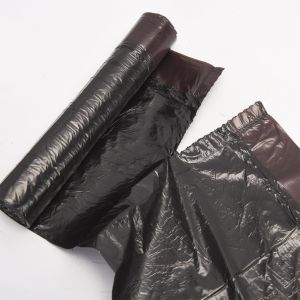 13 Gallon Beige Plastic Garbage Trash Bags with Drawstring and Offset Printing